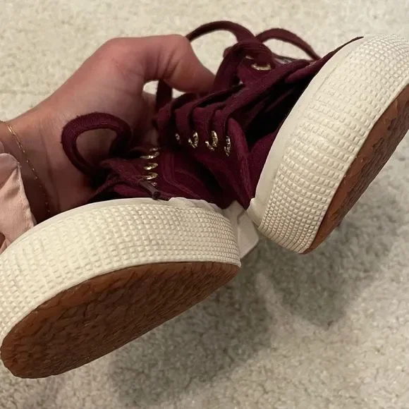 EUC SUPERGA burgundy platform sneakers Sz. 37.5 - Picture 5 of 6